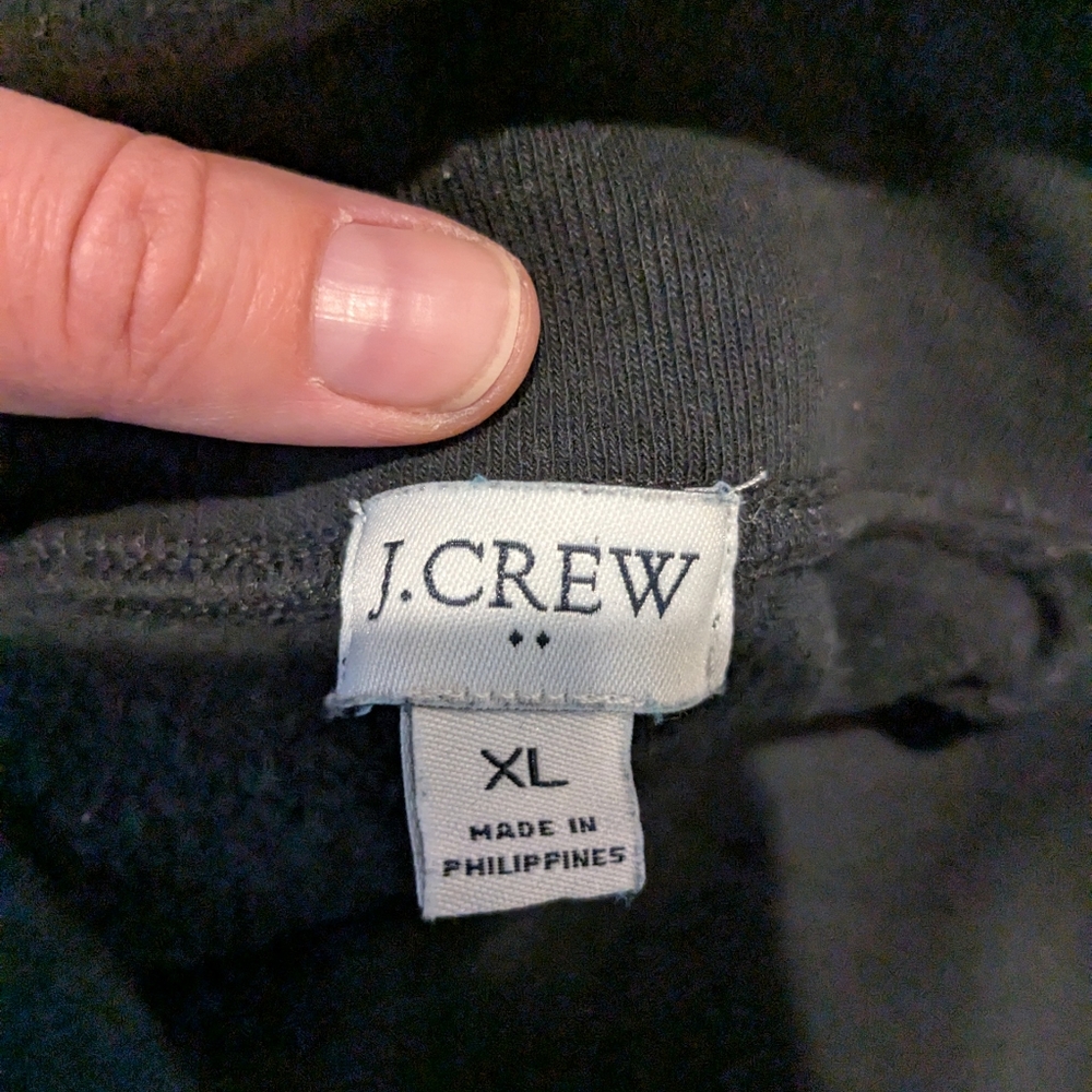 JCrew Long-sleeve Black high neck sweatshirt with button detail at neck size XL - Picture 2 of 4
